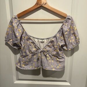 Sunday Best Purple and Yellow Floral Crop Top